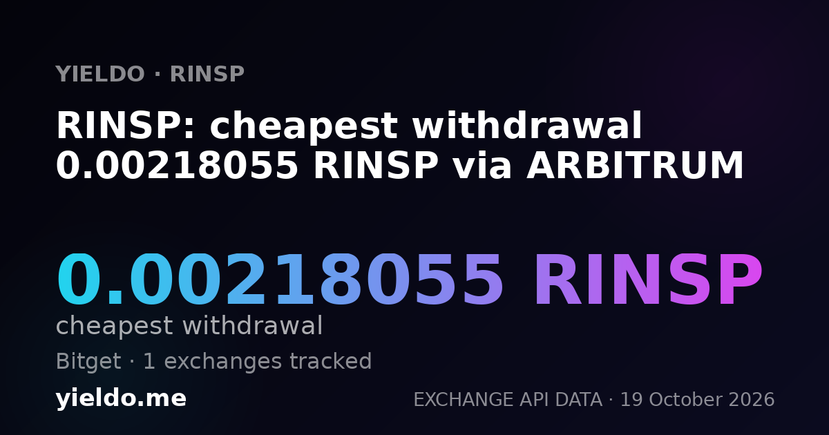 RINSP: cheapest withdrawal 0.00218055 RINSP via ARBITRUM
