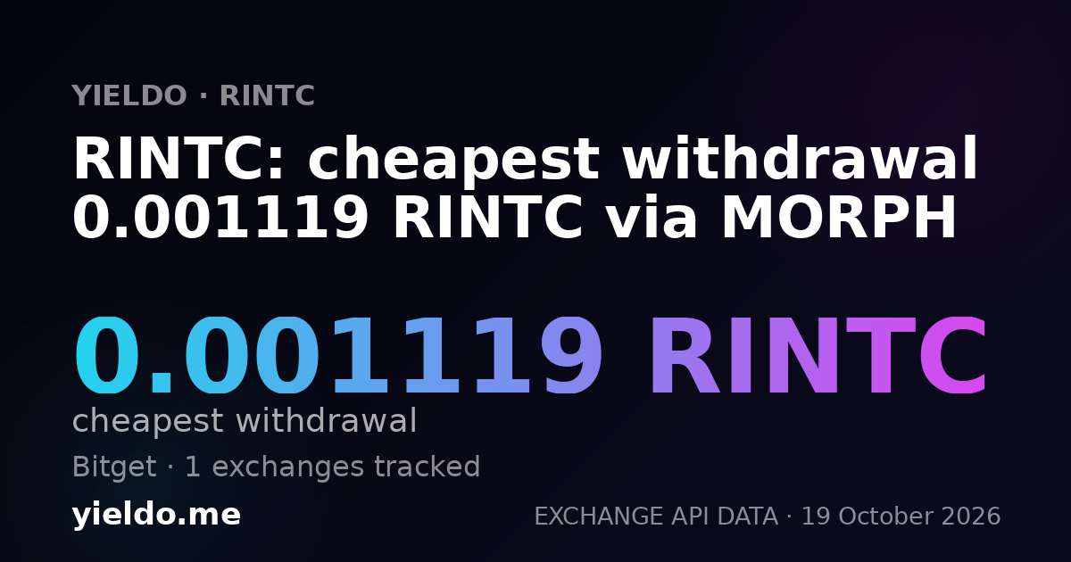 RINTC: cheapest withdrawal 0.001119 RINTC via MORPH