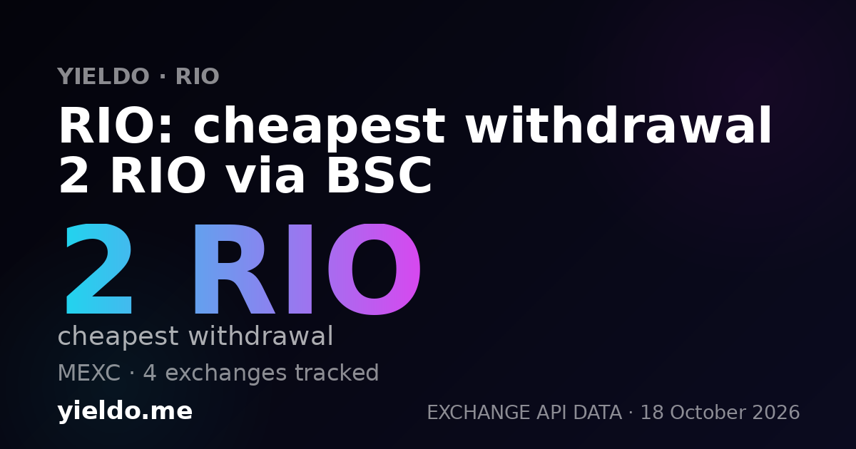 RIO: cheapest withdrawal 2 RIO via BSC