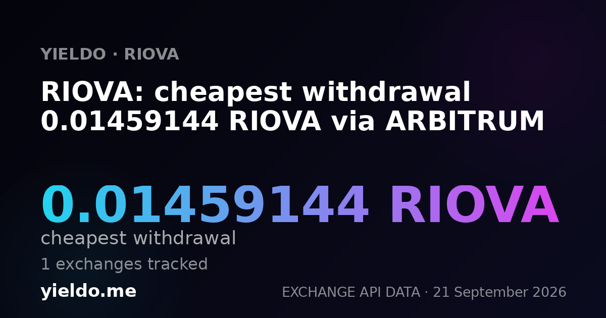RIOVA: cheapest withdrawal 0.01459144 RIOVA via ARBITRUM