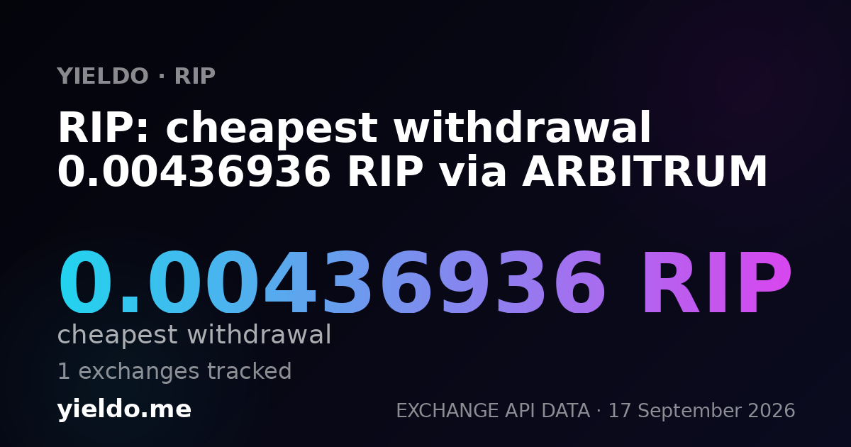 RIP: cheapest withdrawal 0.00436936 RIP via ARBITRUM