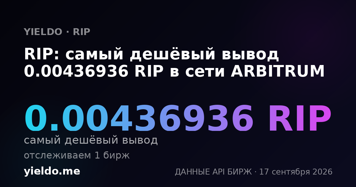 RIP: самый дешёвый вывод 0.00436936 RIP в сети ARBITRUM