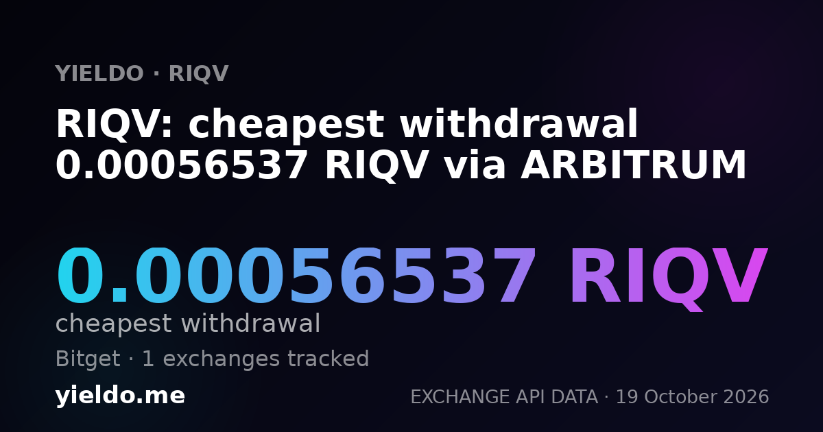 RIQV: cheapest withdrawal 0.00056537 RIQV via ARBITRUM