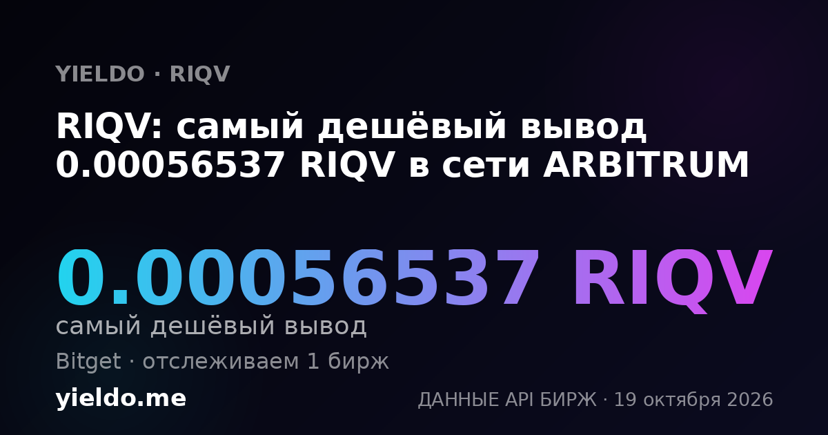 RIQV: самый дешёвый вывод 0.00056537 RIQV в сети ARBITRUM