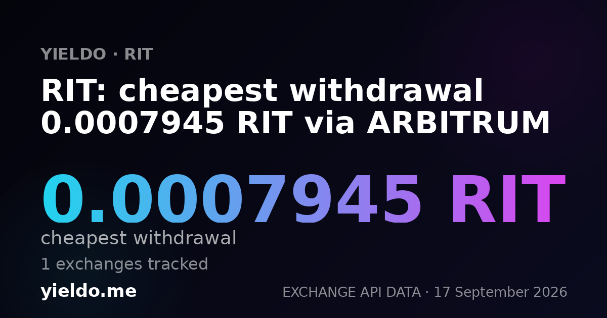 RIT: cheapest withdrawal 0.00078125 RIT via ARBITRUM