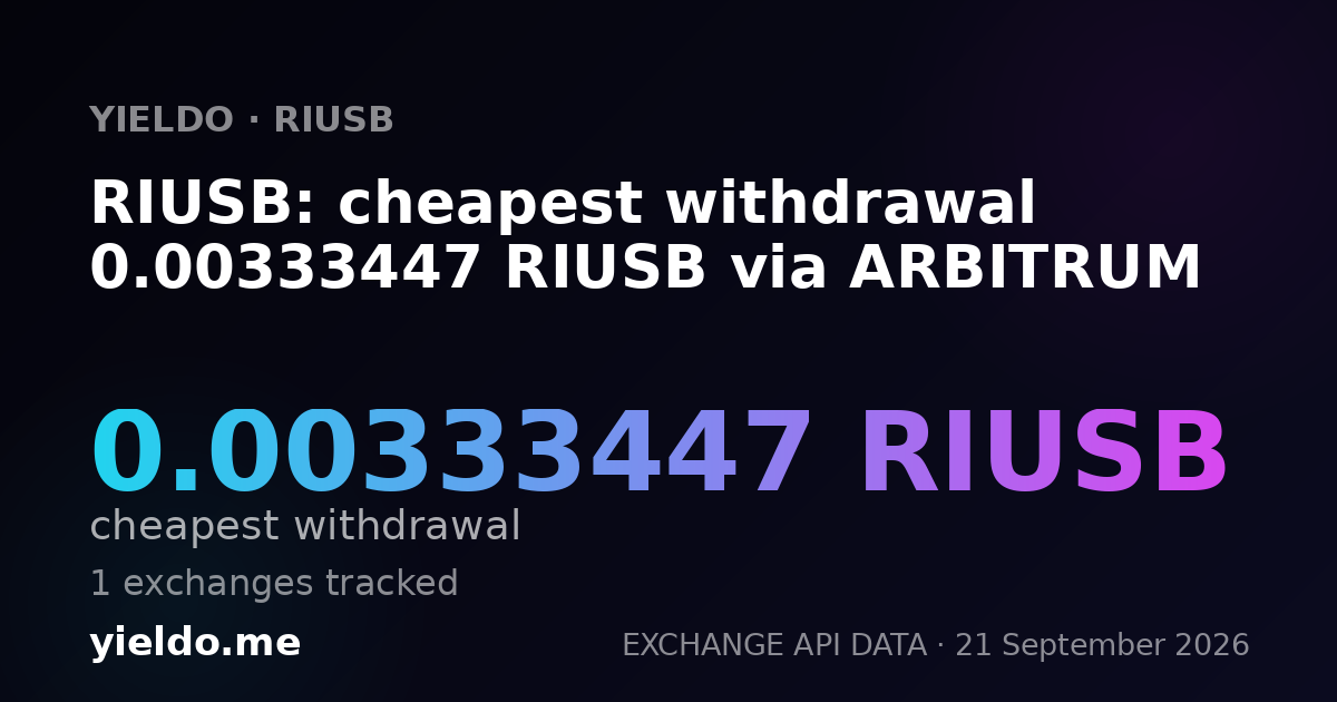 RIUSB: cheapest withdrawal 0.00333447 RIUSB via ARBITRUM