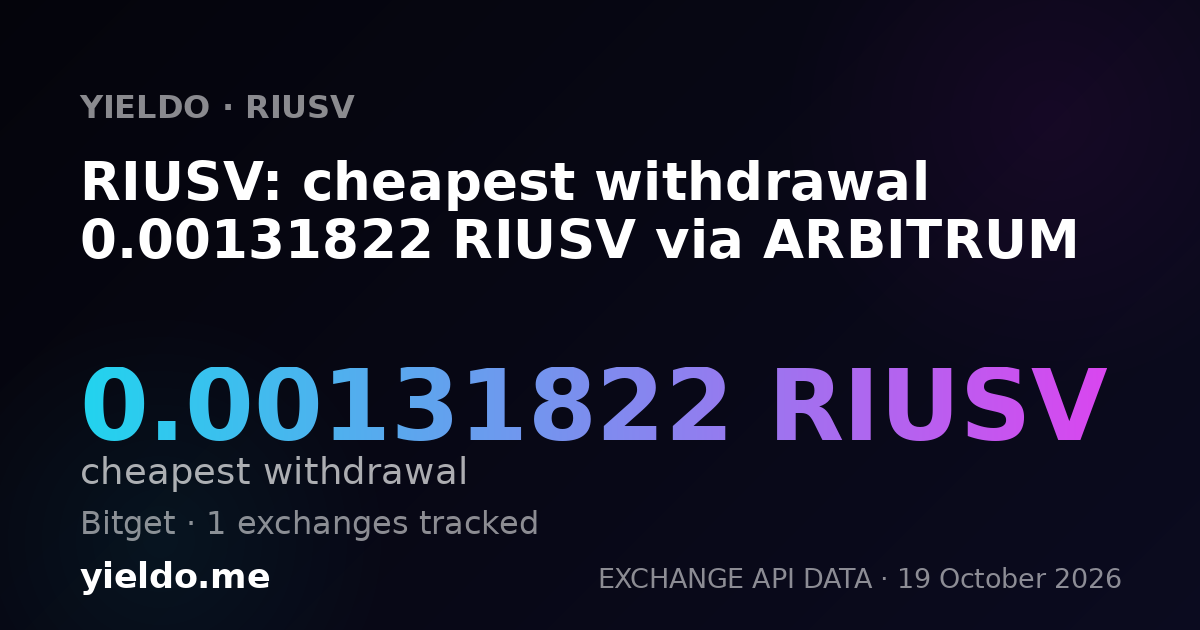 RIUSV: cheapest withdrawal 0.00131822 RIUSV via ARBITRUM