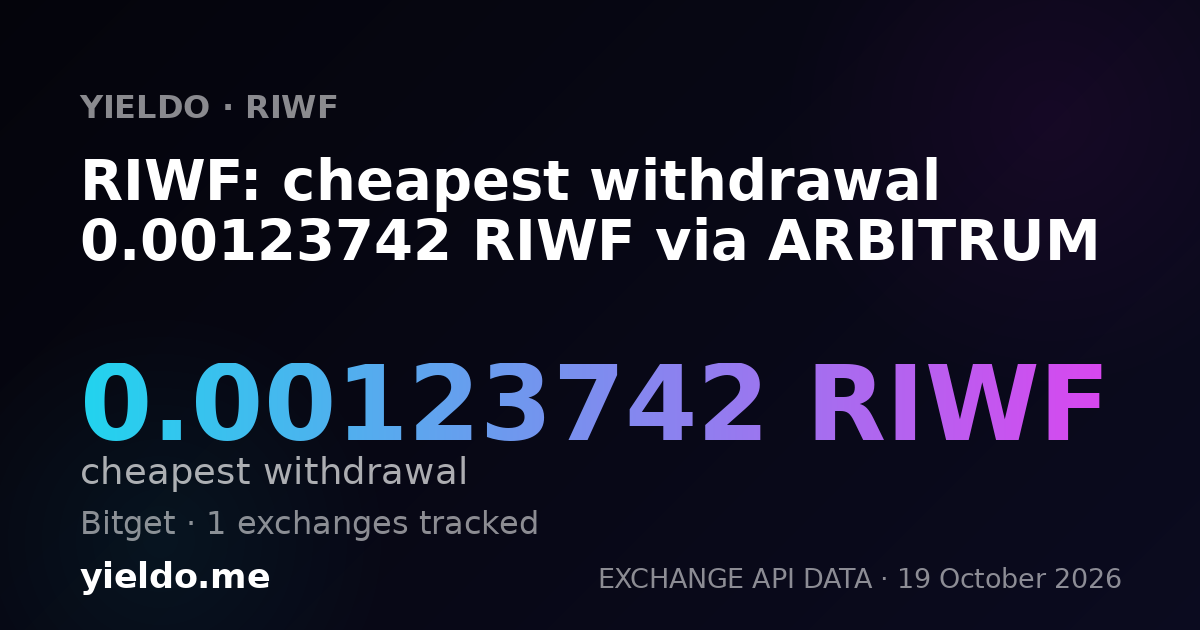 RIWF: cheapest withdrawal 0.00123742 RIWF via ARBITRUM