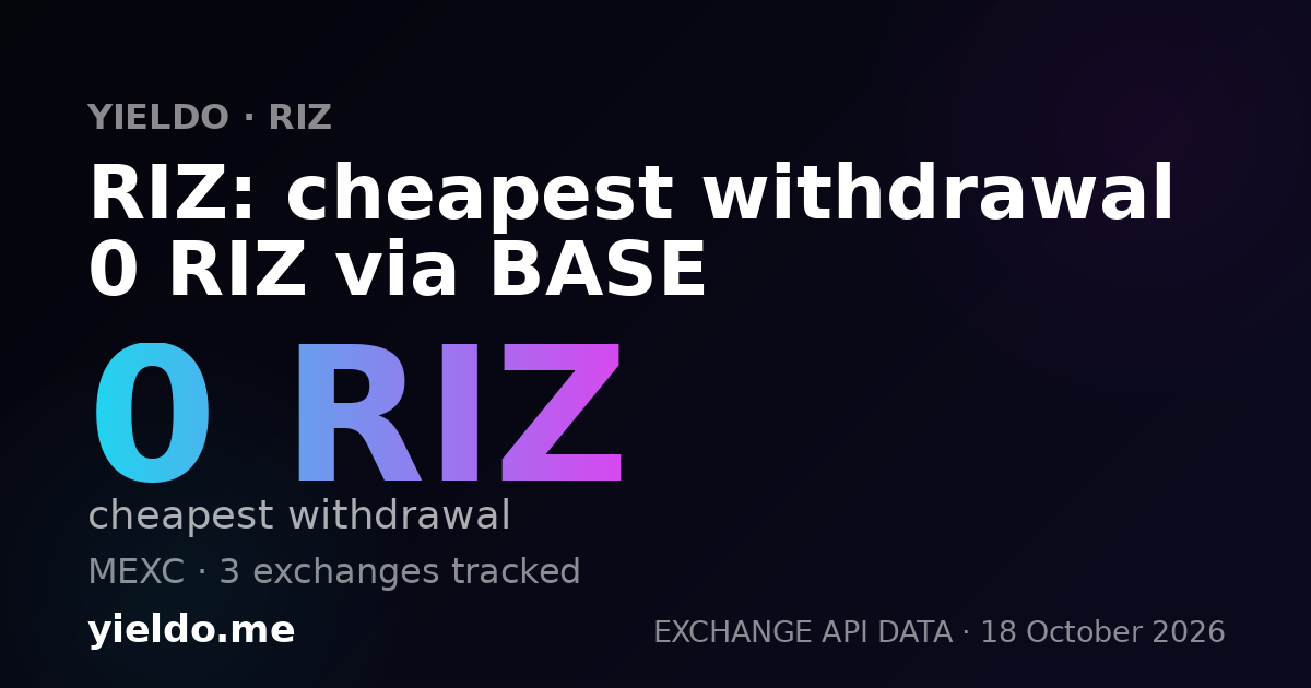 RIZ: cheapest withdrawal 0 RIZ via BASE