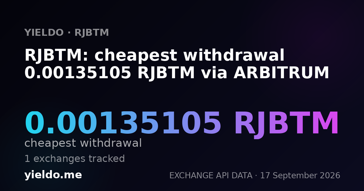 RJBTM: cheapest withdrawal 0.00134169 RJBTM via ARBITRUM