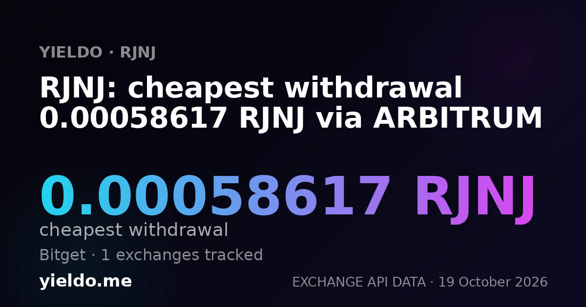 RJNJ: cheapest withdrawal 0.00058617 RJNJ via ARBITRUM