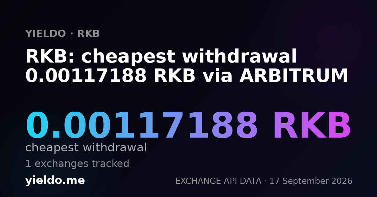 RKB: cheapest withdrawal 0.00117188 RKB via ARBITRUM