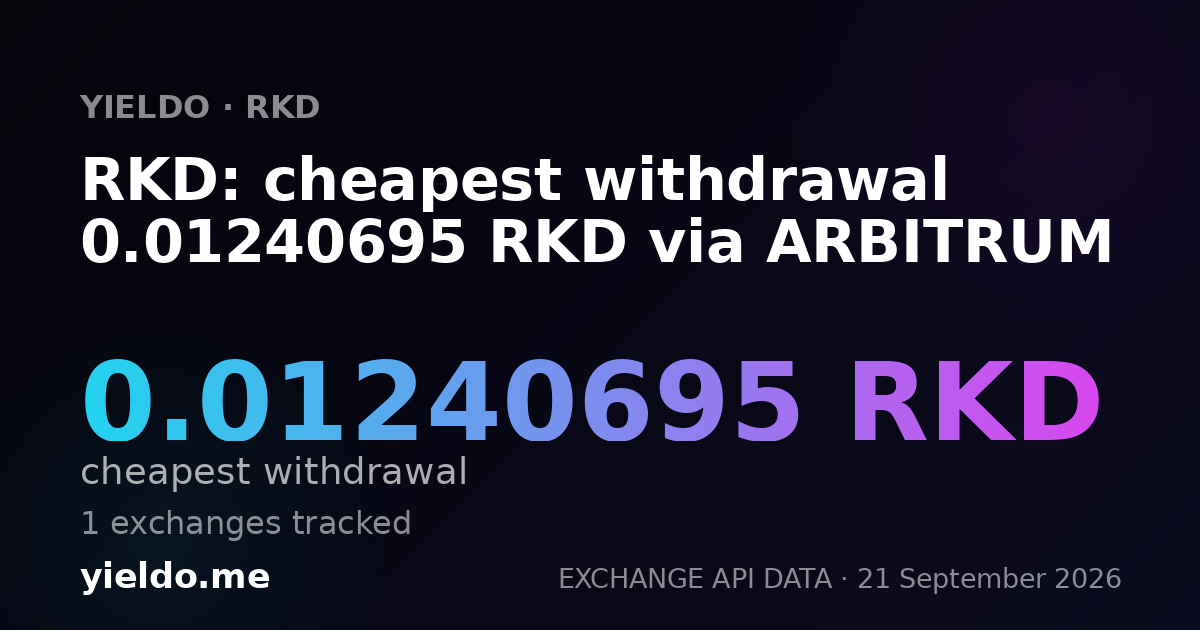 RKD: cheapest withdrawal 0.01240695 RKD via ARBITRUM