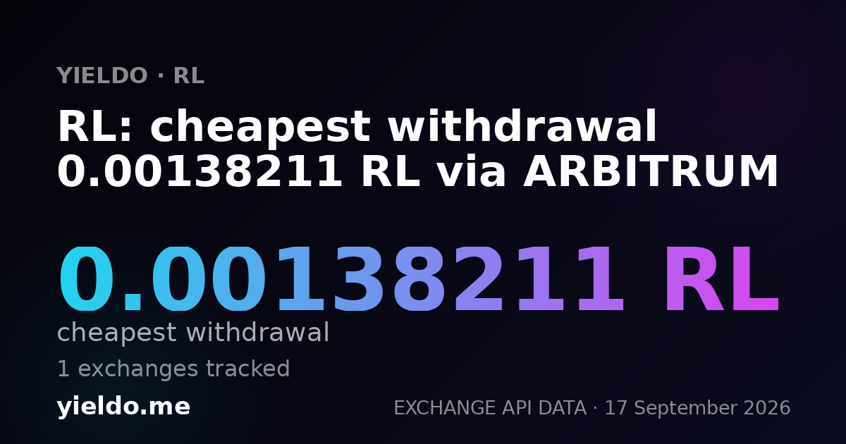RL: cheapest withdrawal 0.00137881 RL via ARBITRUM