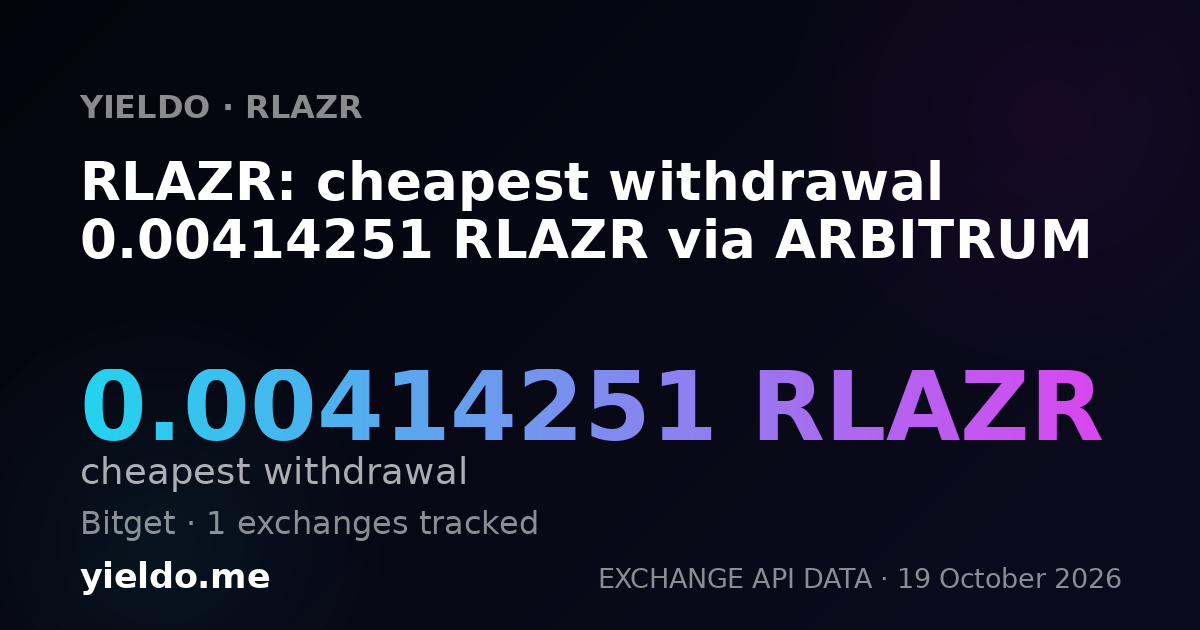 RLAZR: cheapest withdrawal 0.00414251 RLAZR via ARBITRUM
