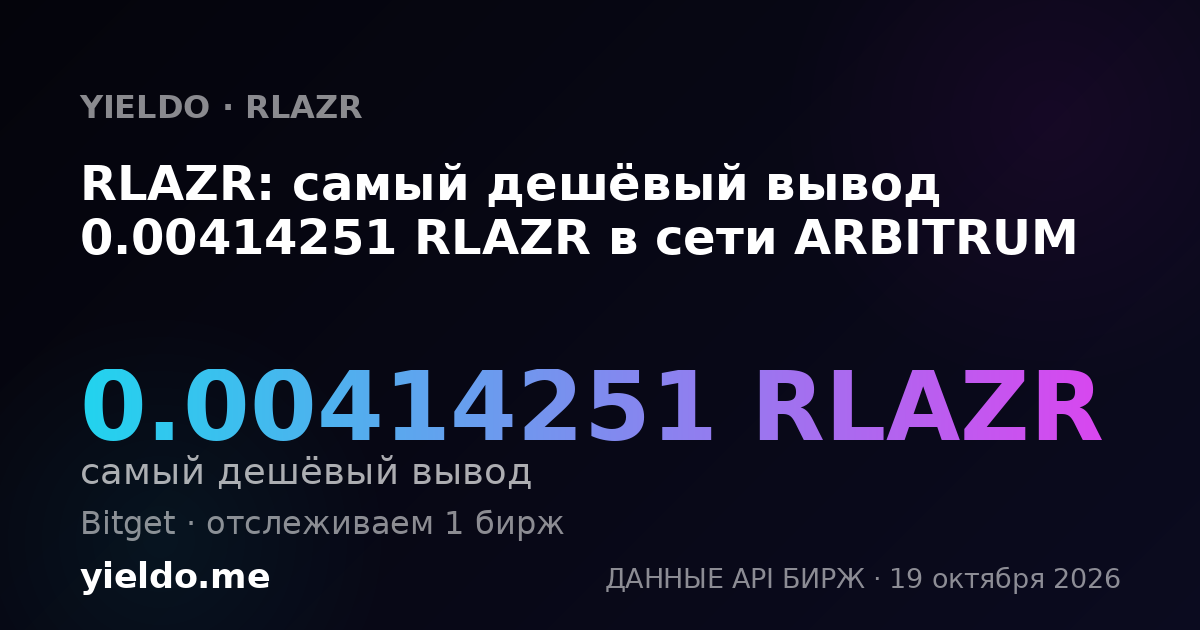 RLAZR: самый дешёвый вывод 0.00414251 RLAZR в сети ARBITRUM