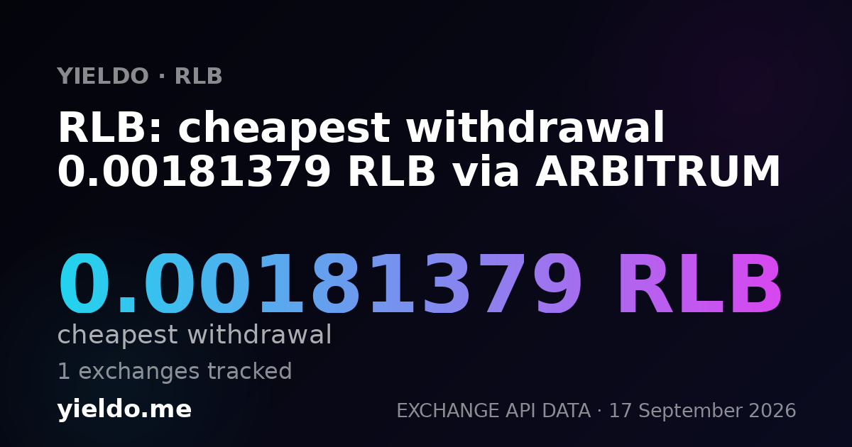 RLB: cheapest withdrawal 0.00181379 RLB via ARBITRUM