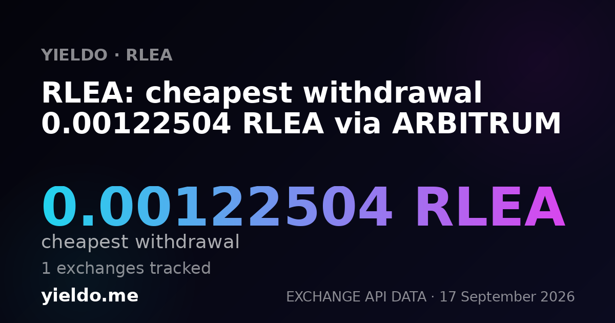 RLEA: cheapest withdrawal 0.00122504 RLEA via ARBITRUM