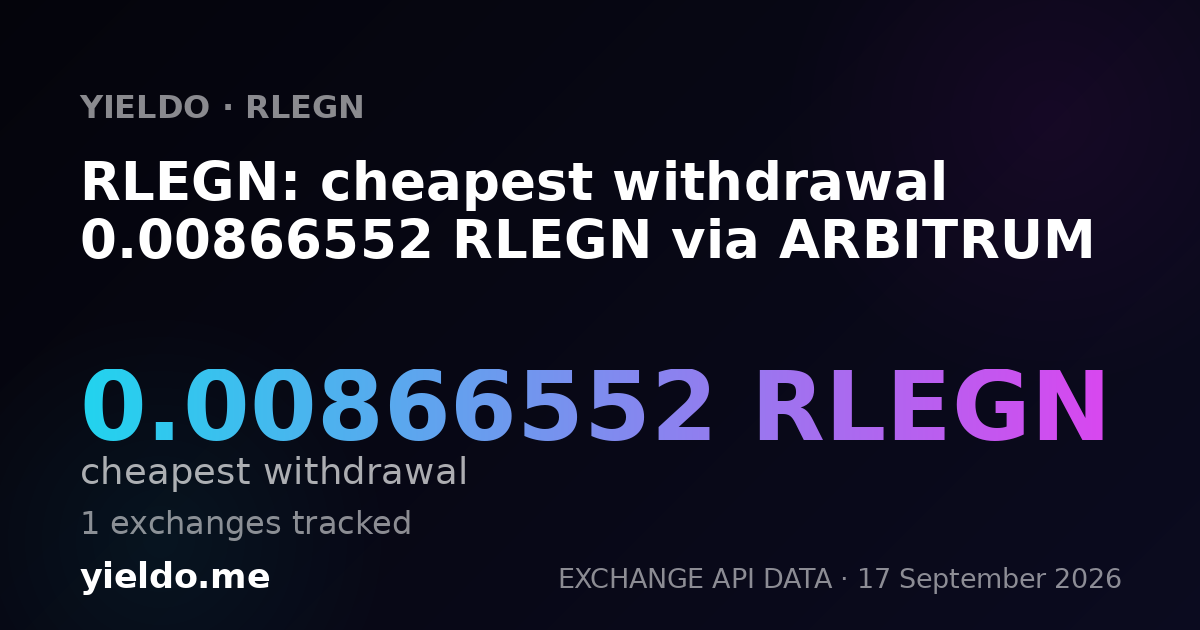 RLEGN: cheapest withdrawal 0.00866552 RLEGN via ARBITRUM