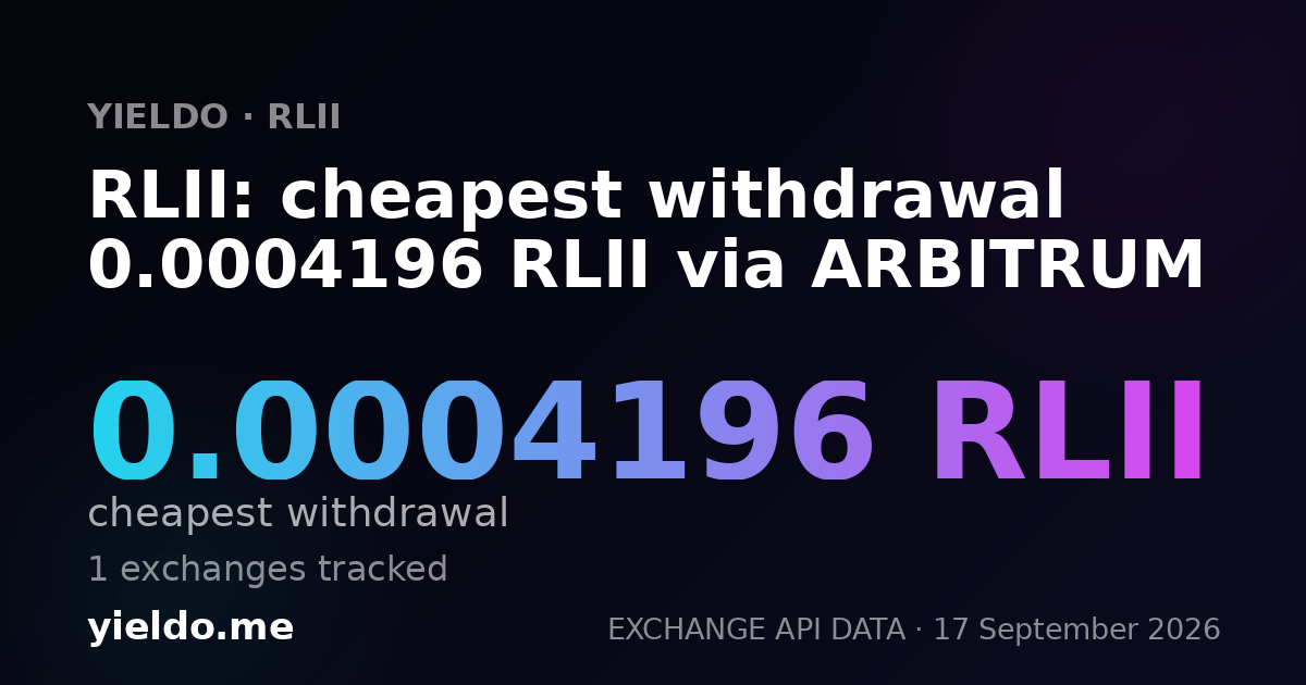 RLII: cheapest withdrawal 0.00041547 RLII via ARBITRUM