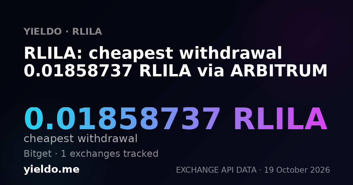 RLILA: cheapest withdrawal 0.01858737 RLILA via ARBITRUM