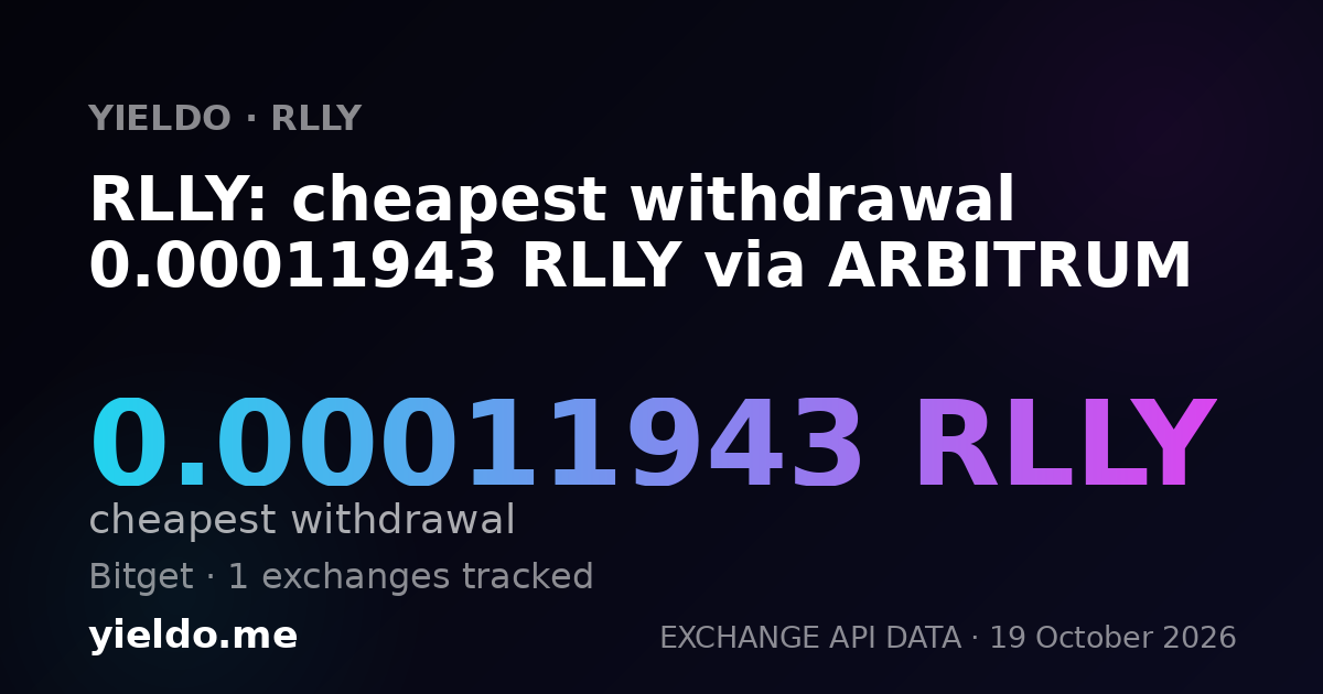 RLLY: cheapest withdrawal 0.00011943 RLLY via ARBITRUM