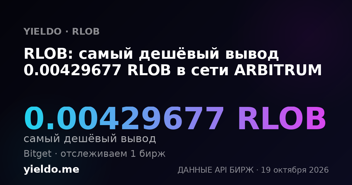 RLOB: самый дешёвый вывод 0.00429677 RLOB в сети ARBITRUM