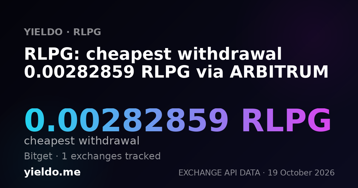 RLPG: cheapest withdrawal 0.00282859 RLPG via ARBITRUM