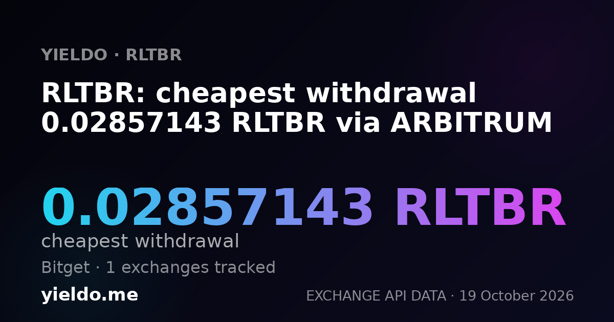 RLTBR: cheapest withdrawal 0.02857143 RLTBR via ARBITRUM