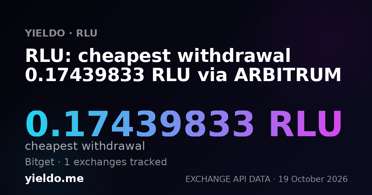 RLU: cheapest withdrawal 0.17439833 RLU via ARBITRUM
