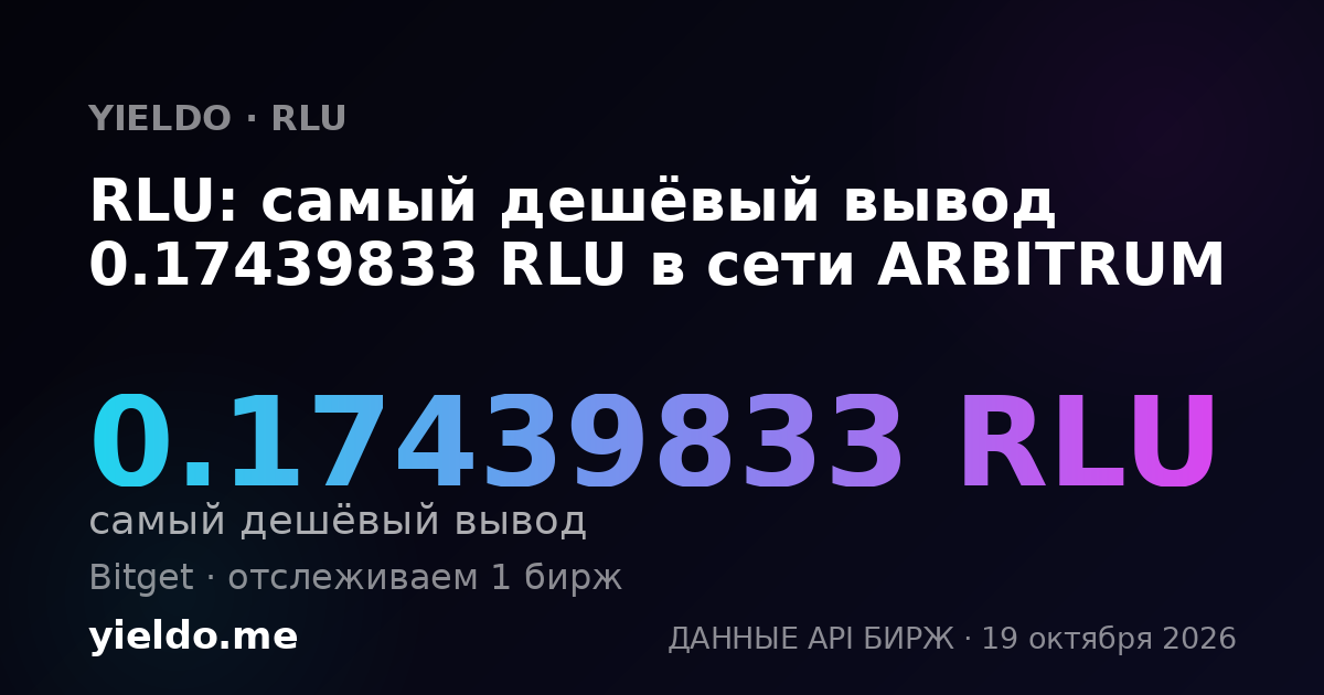 RLU: самый дешёвый вывод 0.17439833 RLU в сети ARBITRUM