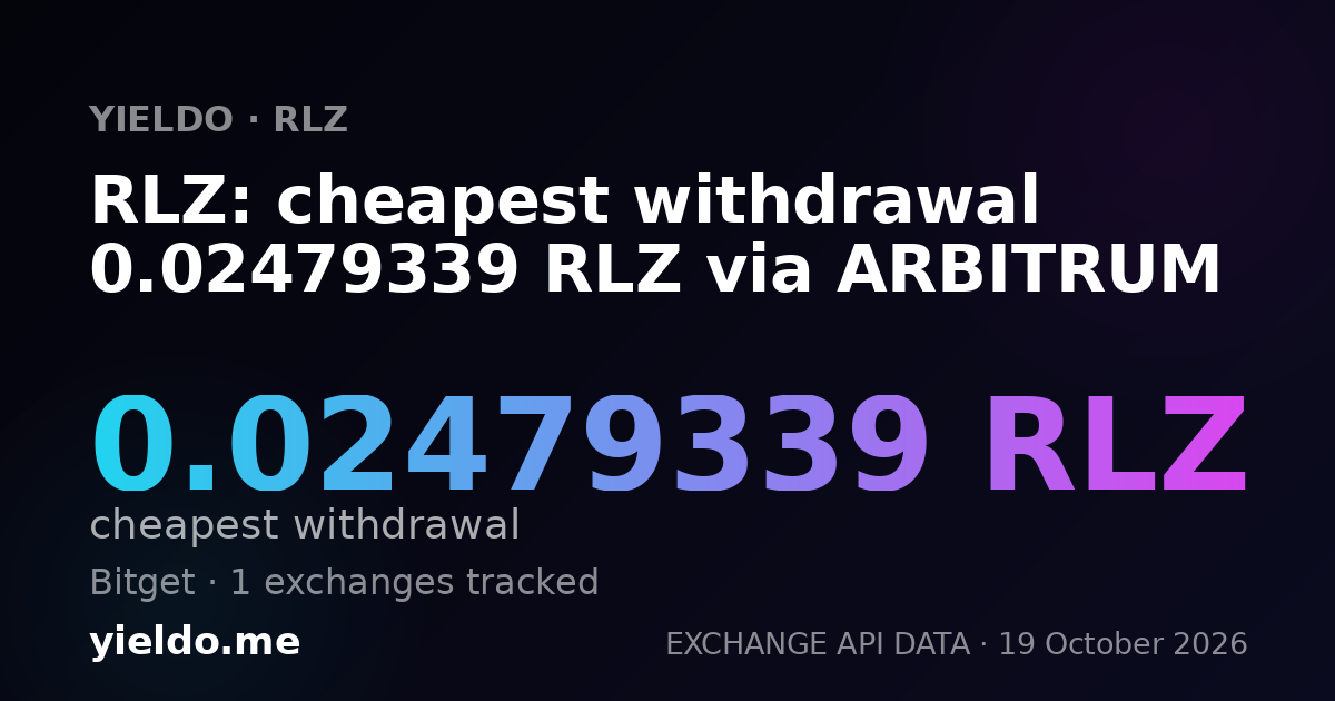 RLZ: cheapest withdrawal 0.02479339 RLZ via ARBITRUM