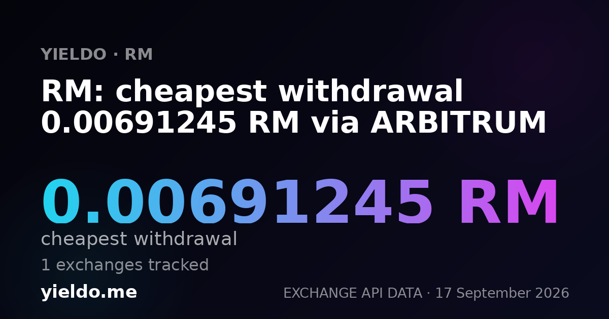 RM: cheapest withdrawal 0.00683995 RM via ARBITRUM