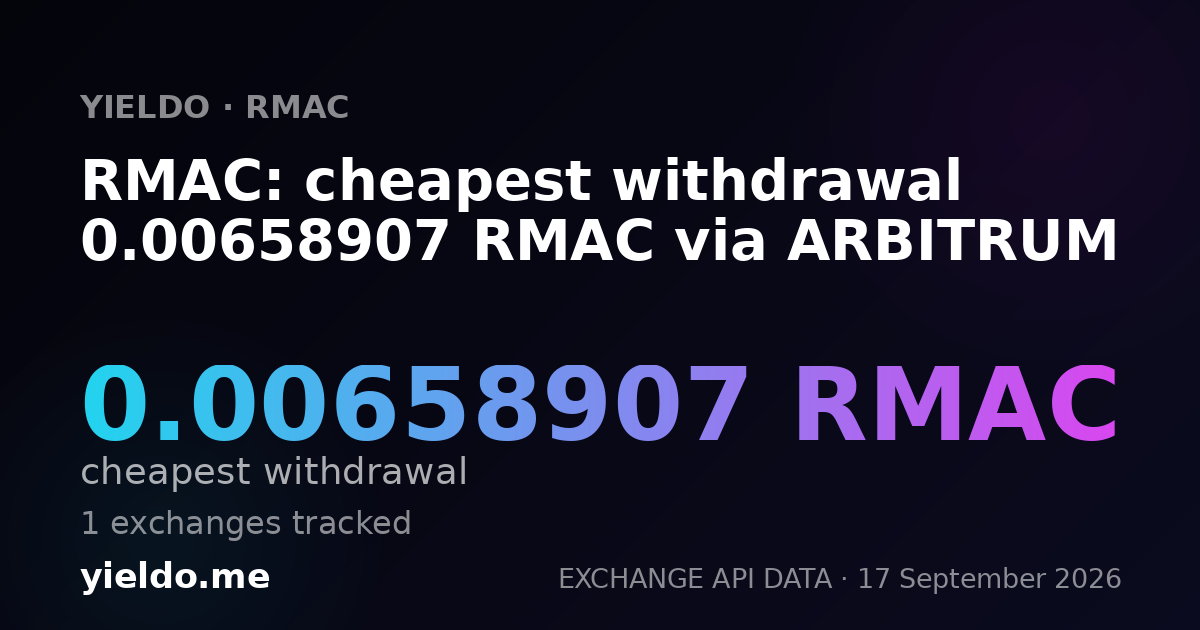 RMAC: cheapest withdrawal 0.00669046 RMAC via ARBITRUM