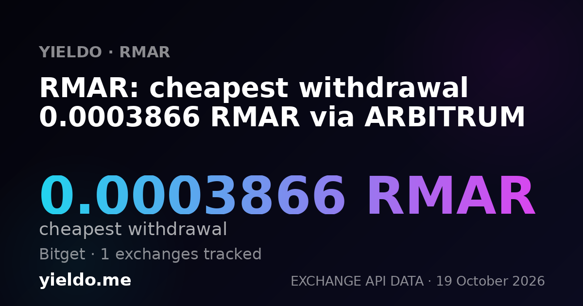 RMAR: cheapest withdrawal 0.0003866 RMAR via ARBITRUM
