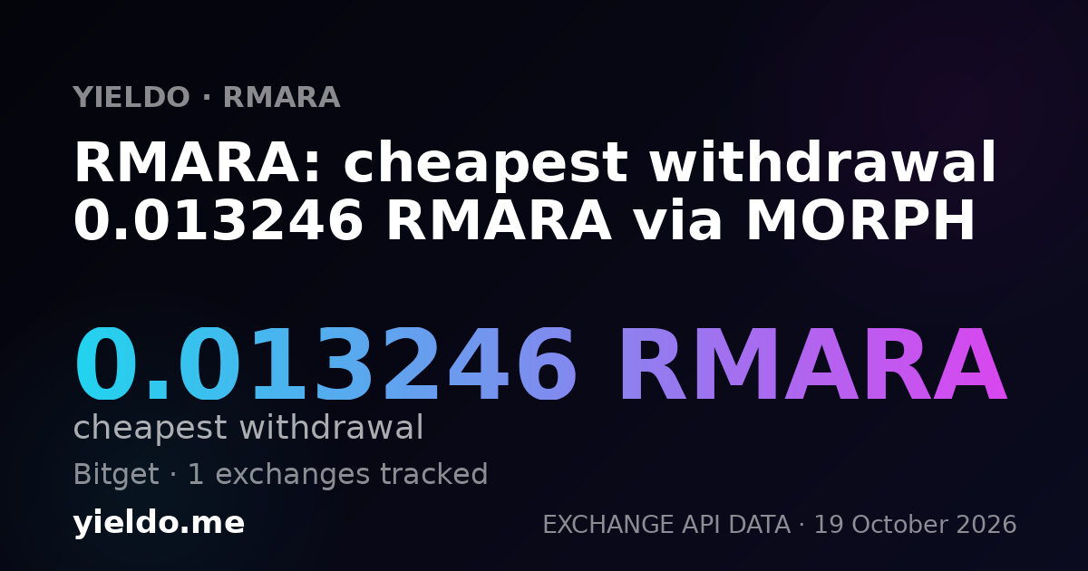 RMARA: cheapest withdrawal 0.013246 RMARA via MORPH