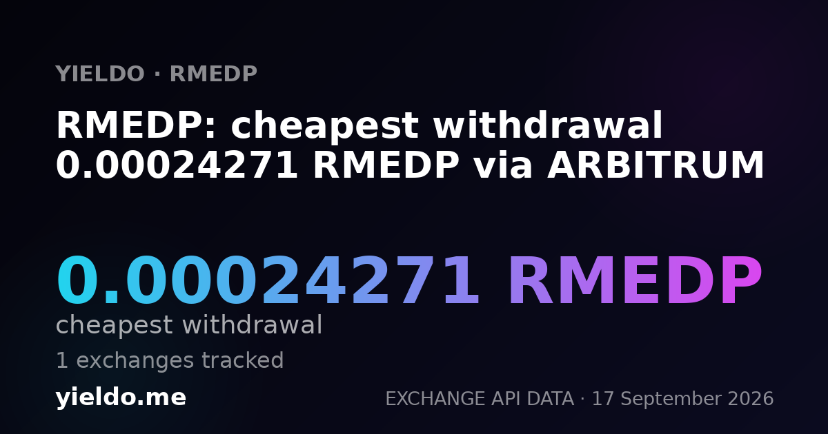 RMEDP: cheapest withdrawal 0.00024334 RMEDP via ARBITRUM