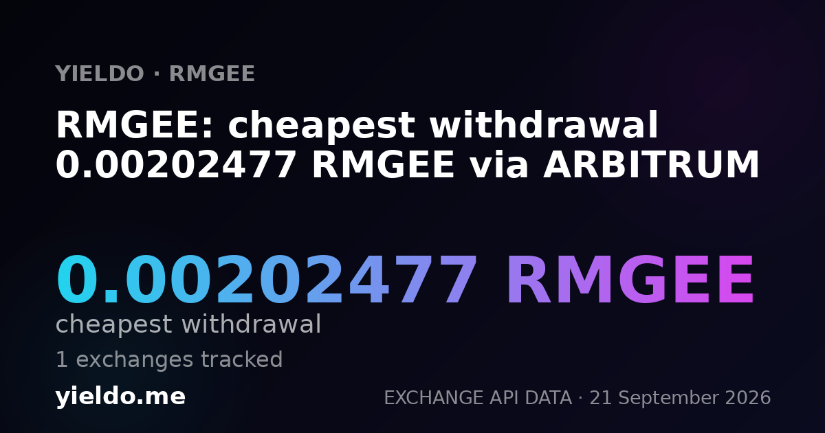 RMGEE: cheapest withdrawal 0.00202477 RMGEE via ARBITRUM