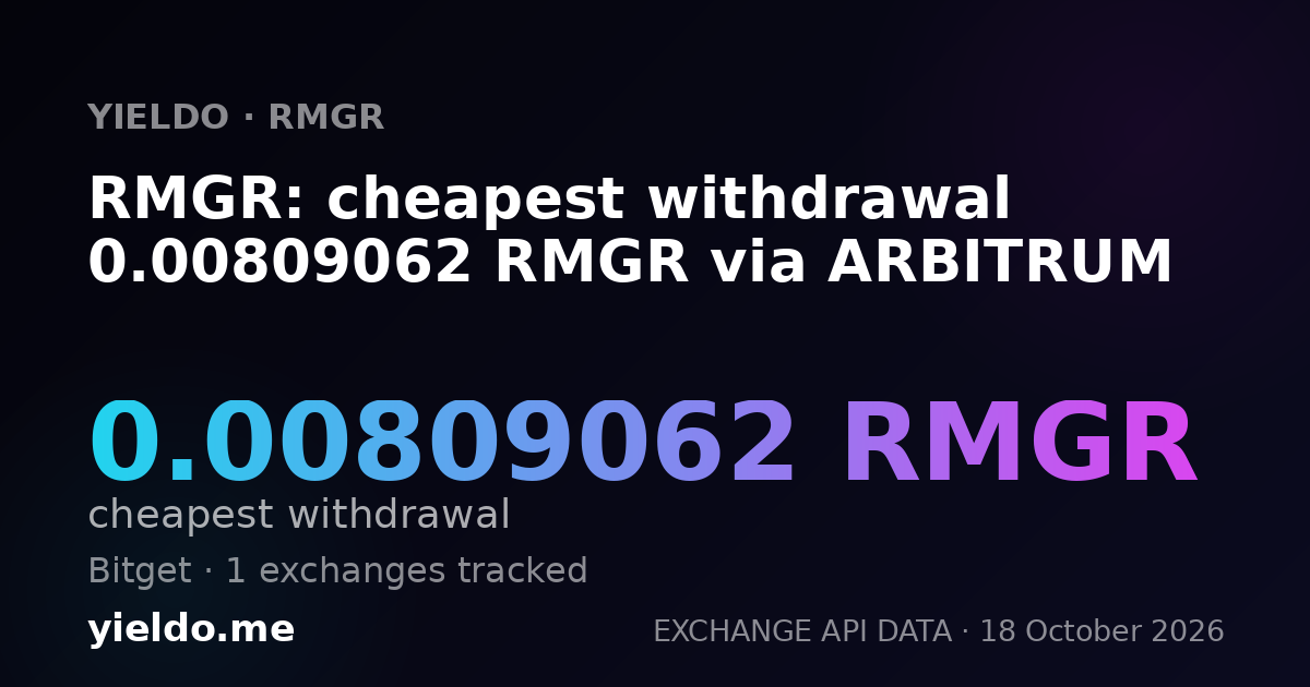 RMGR: cheapest withdrawal 0.00809062 RMGR via ARBITRUM