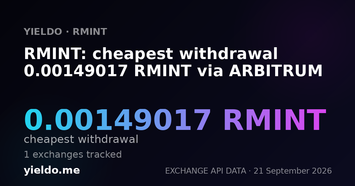 RMINT: cheapest withdrawal 0.00149017 RMINT via ARBITRUM