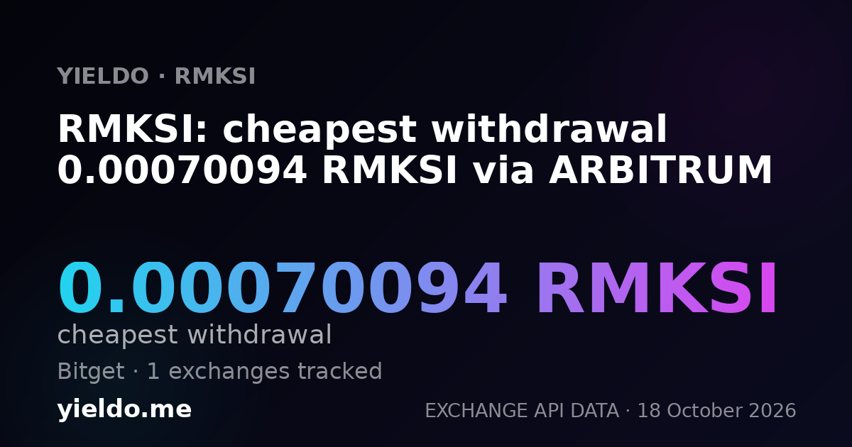 RMKSI: cheapest withdrawal 0.00070094 RMKSI via ARBITRUM