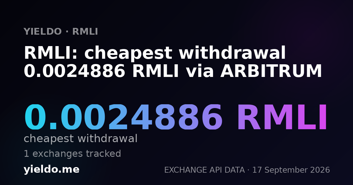 RMLI: cheapest withdrawal 0.0024558 RMLI via ARBITRUM