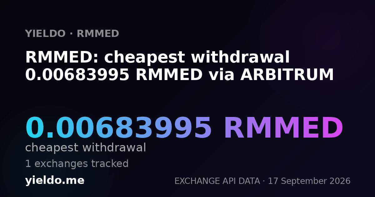 RMMED: cheapest withdrawal 0.00683995 RMMED via ARBITRUM