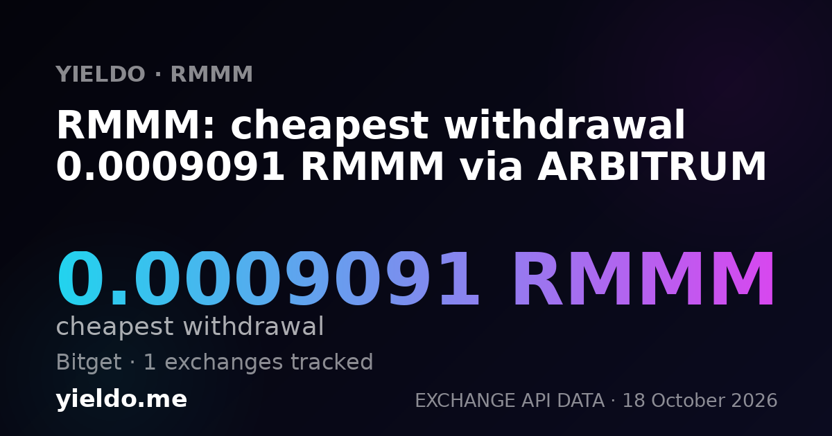 RMMM: cheapest withdrawal 0.0009091 RMMM via ARBITRUM