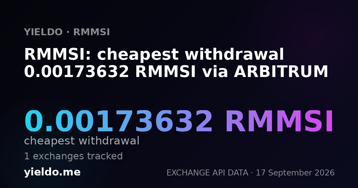 RMMSI: cheapest withdrawal 0.00173632 RMMSI via ARBITRUM