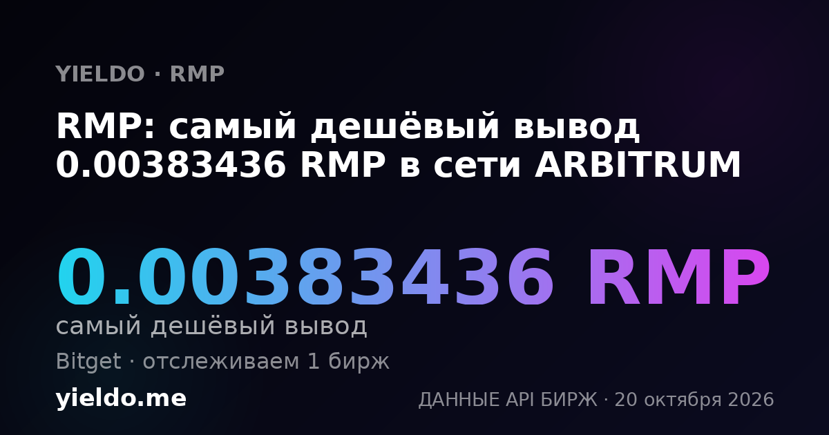 RMP: самый дешёвый вывод 0.00383436 RMP в сети ARBITRUM