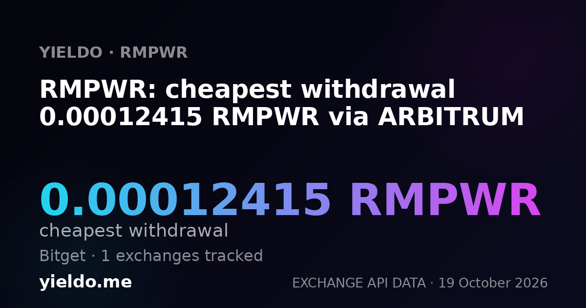 RMPWR: cheapest withdrawal 0.00012415 RMPWR via ARBITRUM