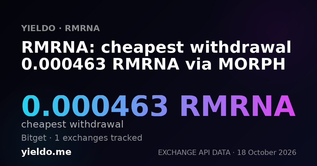 RMRNA: cheapest withdrawal 0.000463 RMRNA via MORPH