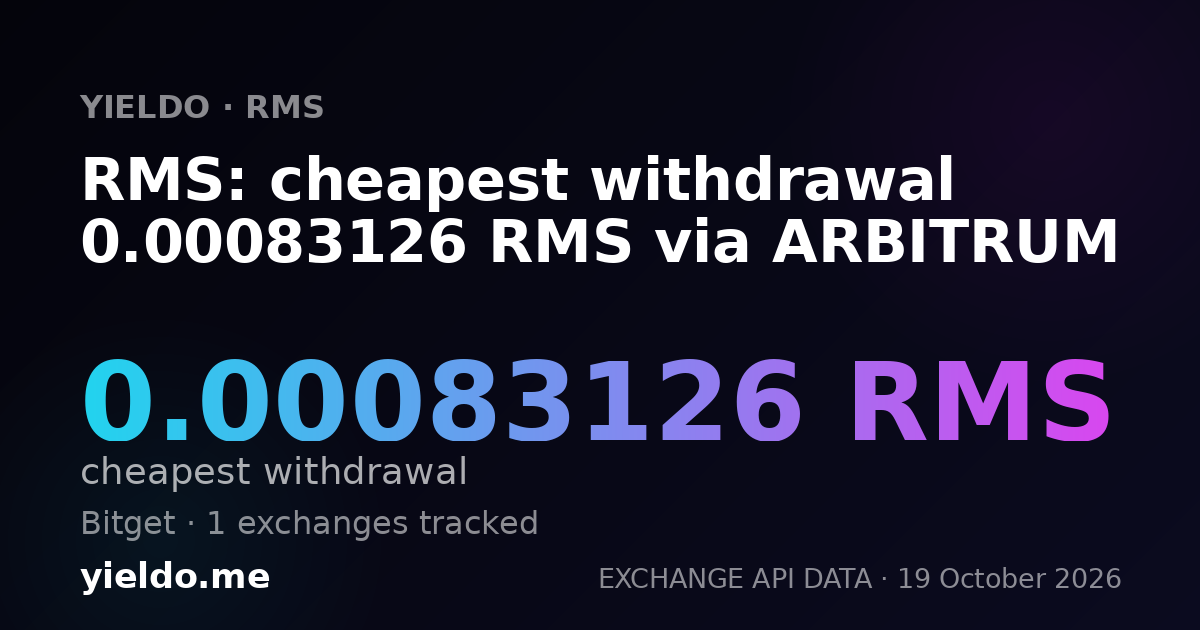 RMS: cheapest withdrawal 0.00083126 RMS via ARBITRUM