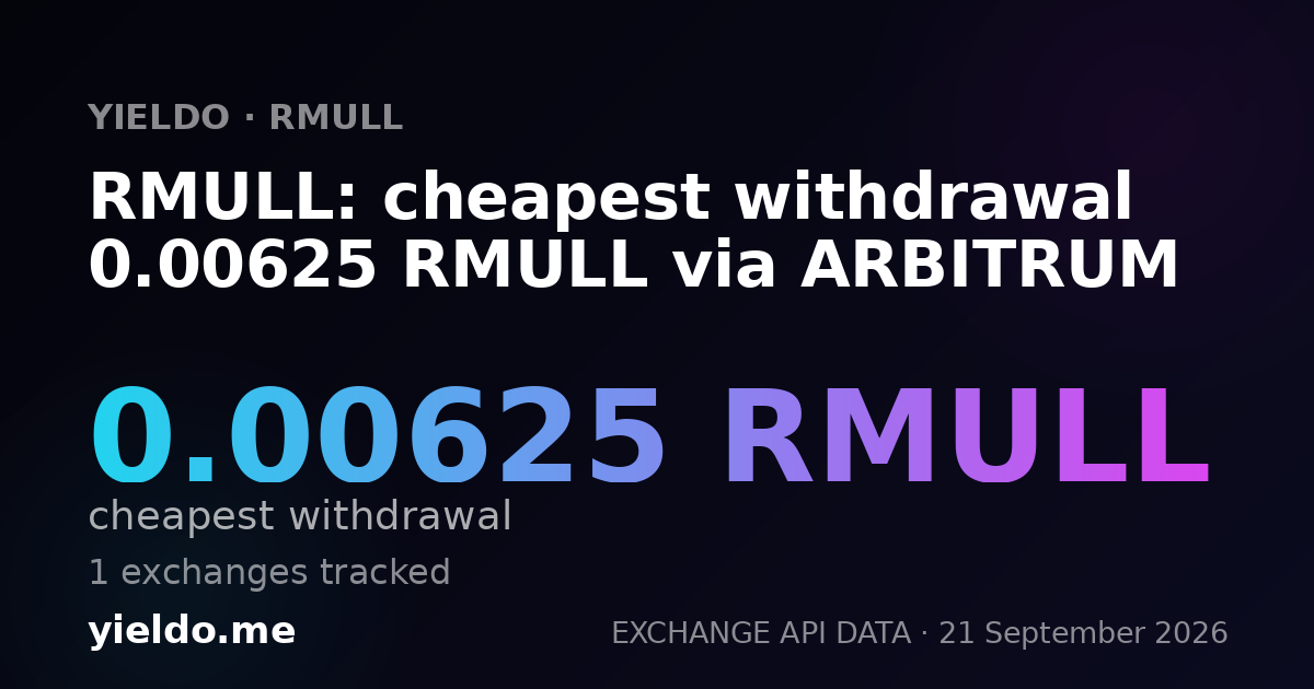 RMULL: cheapest withdrawal 0.00625 RMULL via ARBITRUM